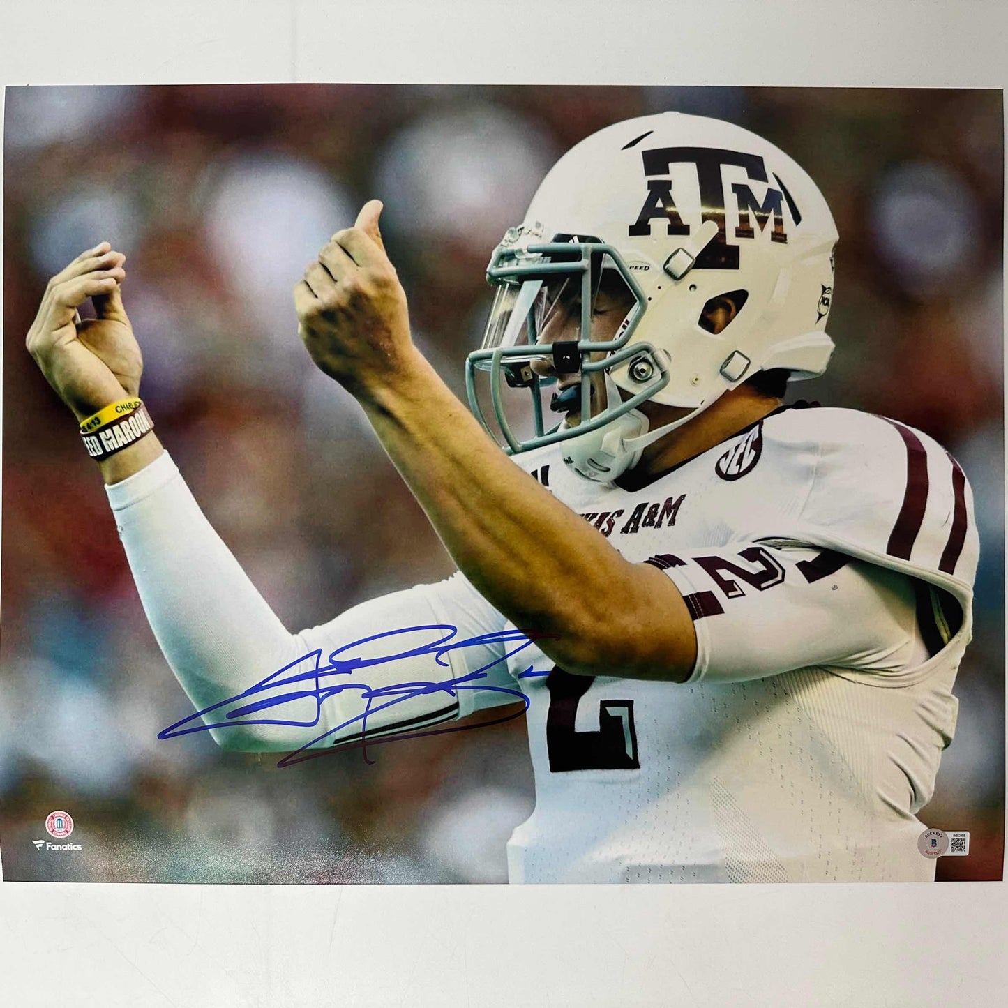 Autographed/Signed Johnny Manziel Money Sign Texas A&M Aggies 16x20 College Football Photo Beckett BAS COA