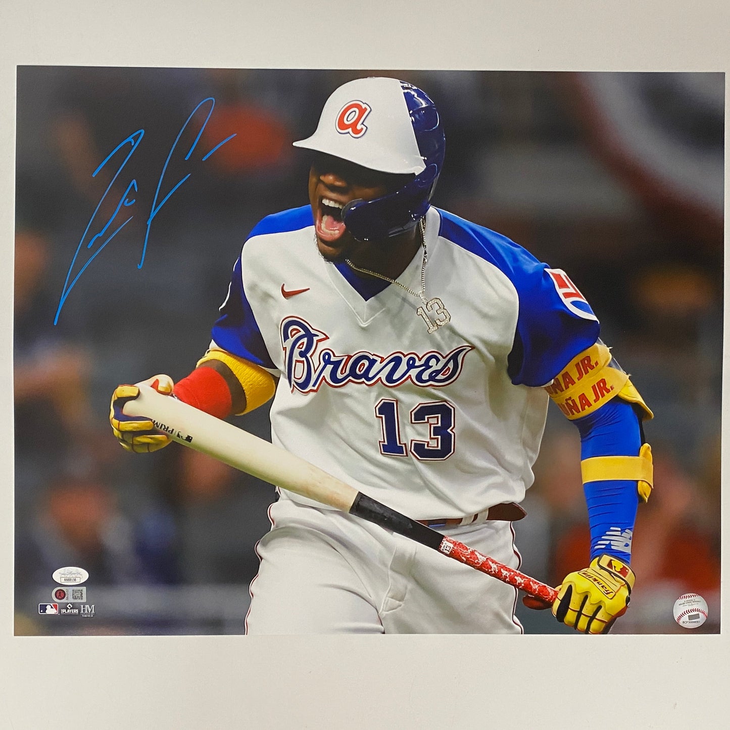 Autographed/Signed Ronald Acuna Jr. Atlanta Braves 16x20 Baseball Photo JSA COA #11