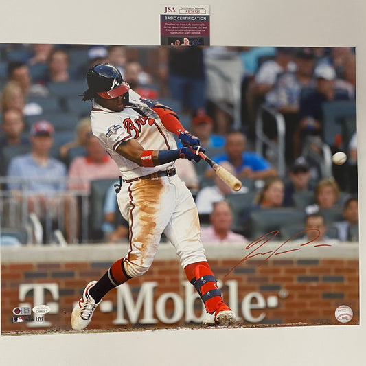 Autographed/Signed Ronald Acuna Jr. Atlanta Braves 16x20 Baseball Photo JSA COA #10