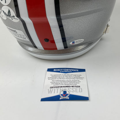 Autographed/Signed Justin Fields Ohio State Buckeyes Full Size FS F/S Replica College Football Helmet Beckett BAS COA