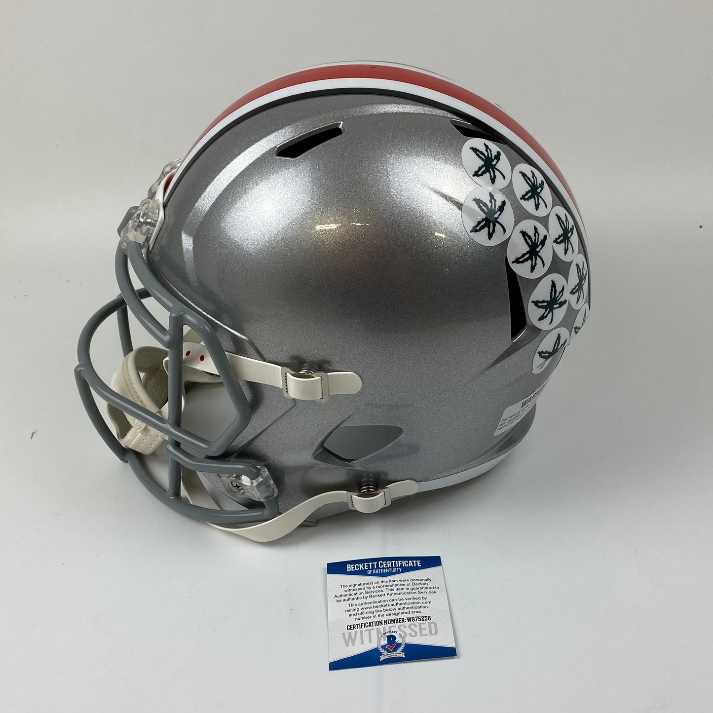 Autographed/Signed Justin Fields Ohio State Buckeyes Full Size FS F/S Replica College Football Helmet Beckett BAS COA