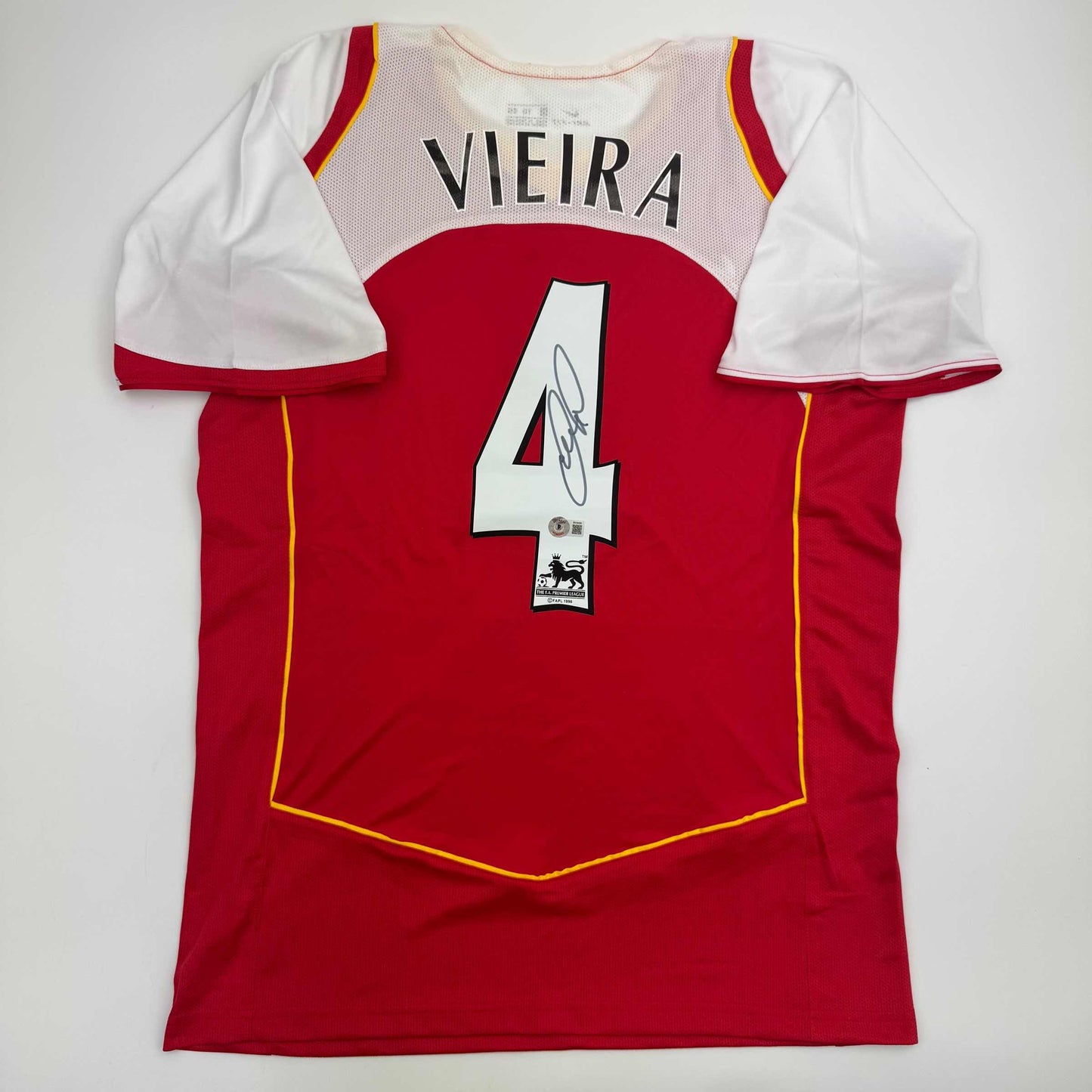 Autographed/Signed Patrick Vieira Arsenal Red Soccer Jersey Beckett BAS COA