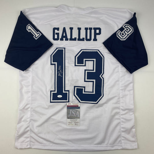 Autographed/Signed Michael Gallup Dallas Color Rush White Football Jersey JSA COA