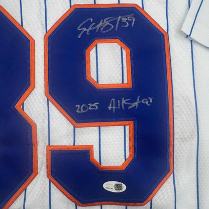 Autographed/Signed Edwin Diaz "2025 All-Star" New York Pinstripe Baseball Jersey JSA COA