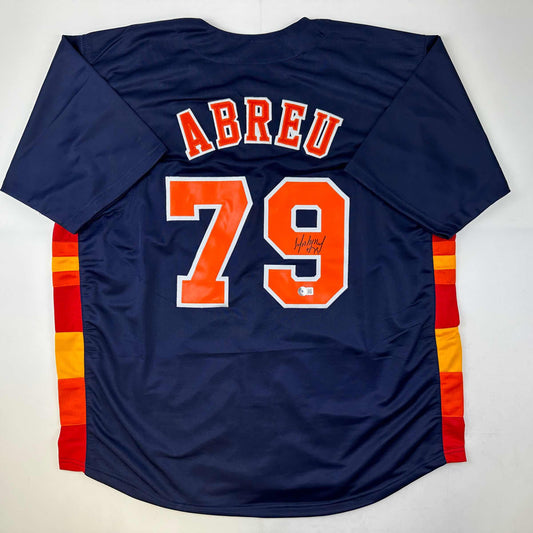 Autographed/Signed Jose Abreu Houston Blue Baseball Jersey Beckett BAS COA