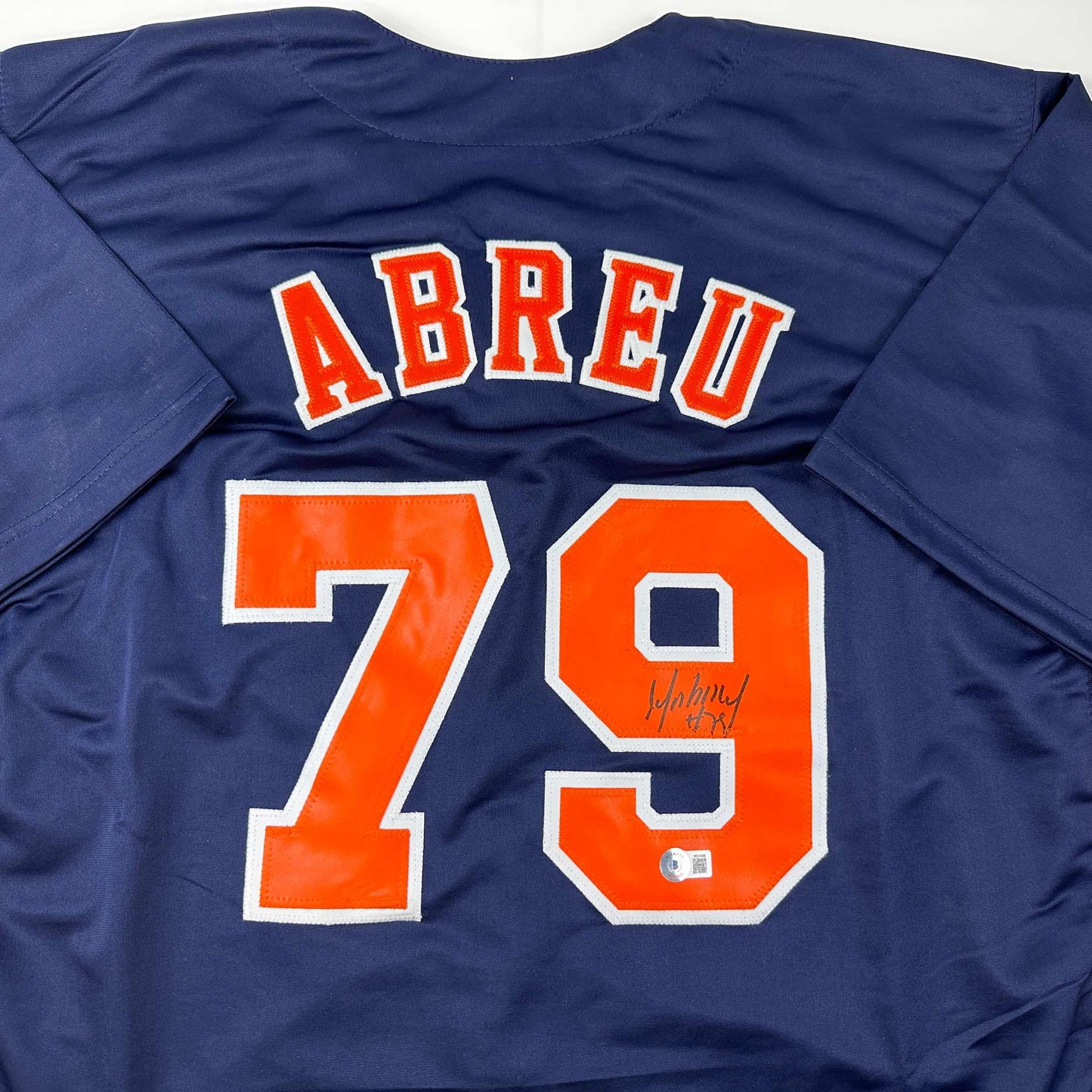 Autographed/Signed Jose Abreu Houston Blue Baseball Jersey Beckett BAS COA