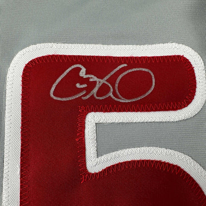 Autographed/Signed Cole Hamels Philadelphia Grey Baseball Jersey Beckett BAS COA