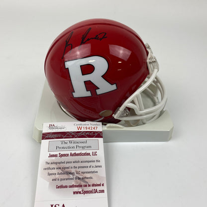 Autographed/Signed Ray Rice Rutgers Scarlet Knights Mini College Football Helmet JSA COA