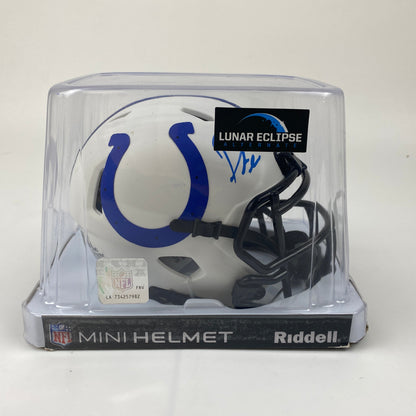 Autographed/Signed Pat McAfee Indianapolis Colts Lunar Eclipse Mini Football Helmet Beckett BAS COA