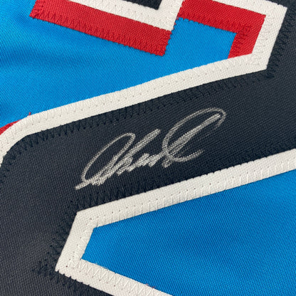 Autographed/Signed Jazz Chisholm Jr. Miami Blue Baseball Jersey JSA COA