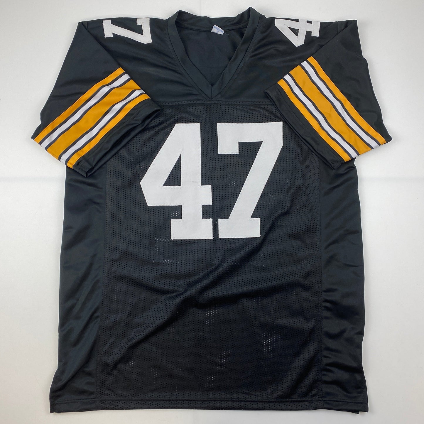 Autographed/Signed Mel Blount Pittsburgh Black Football Jersey JSA COA