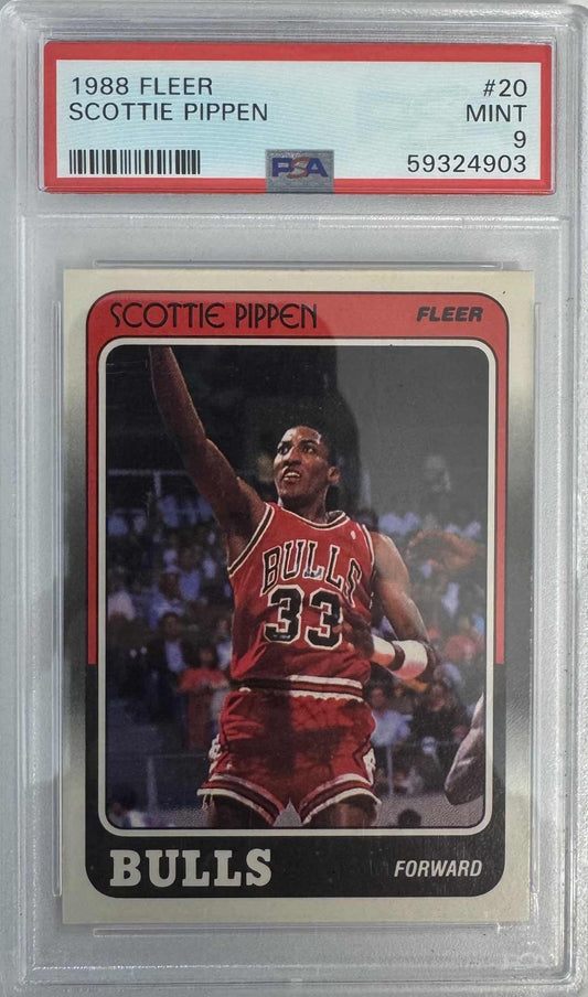 Graded 1988 Fleer Scottie Pippen #20 Rookie RC Basketball Card PSA 9 Mint