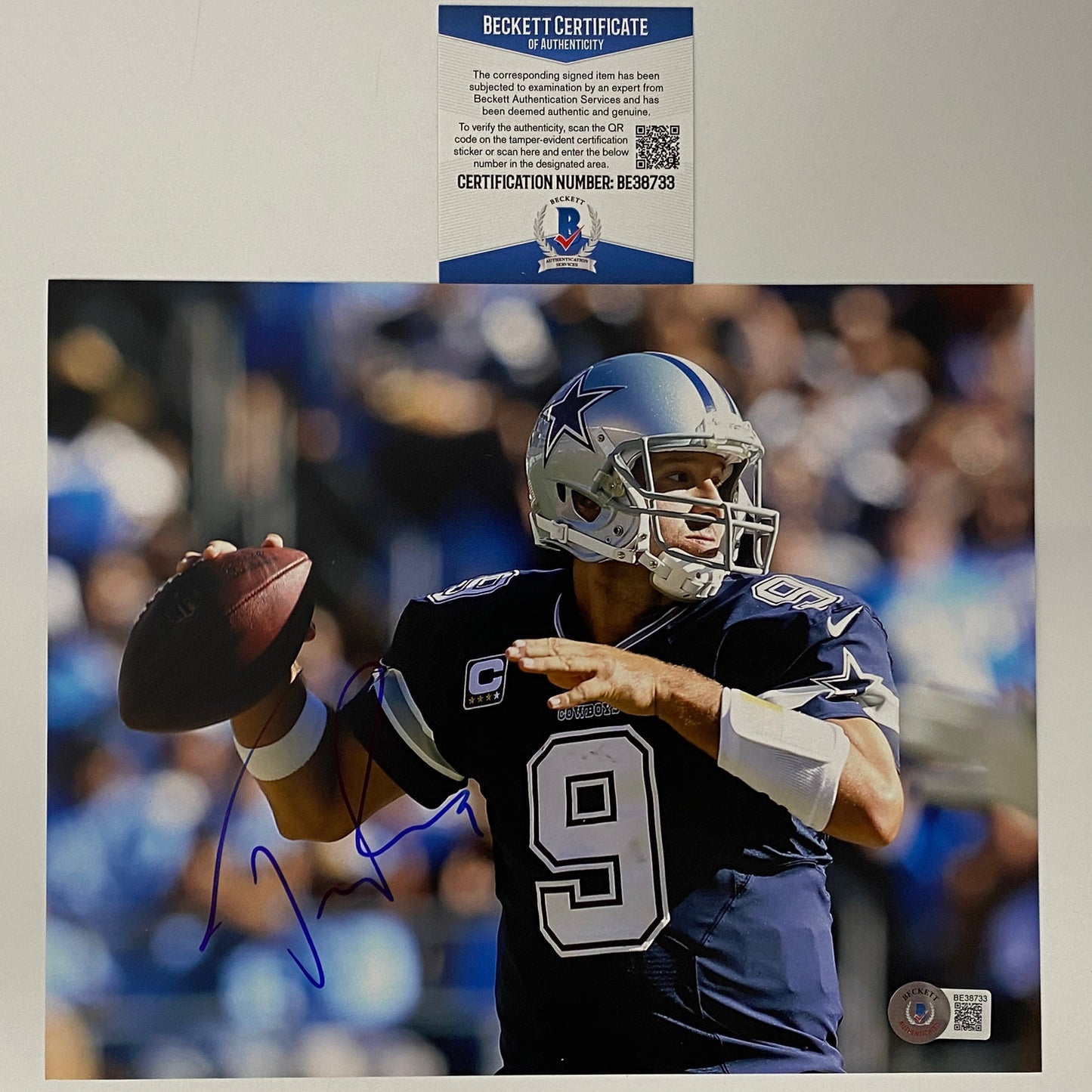 Autographed/Signed Tony Romo Dallas Cowboys 8x10 Football Photo Beckett BAS COA #4