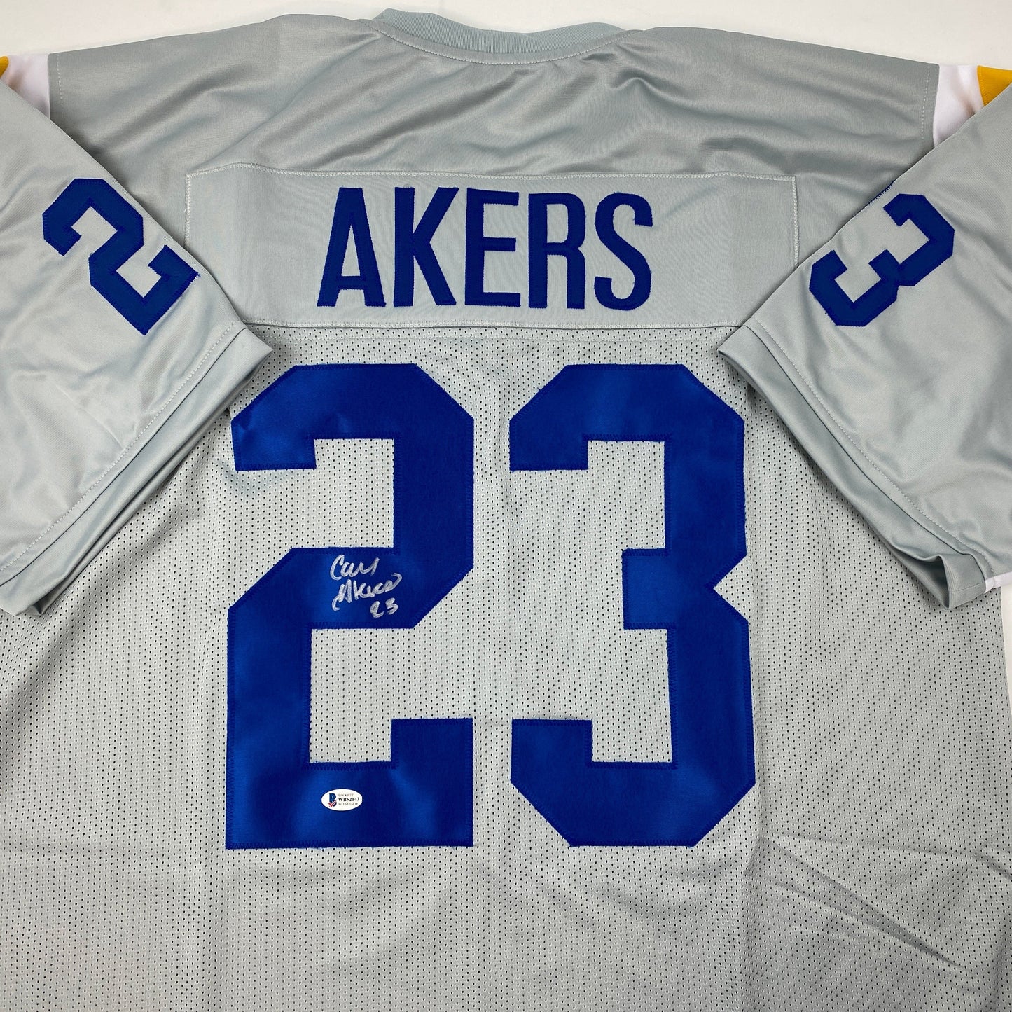 Autographed/Signed Cam Akers Los Angeles LA Grey Football Jersey Beckett BAS COA