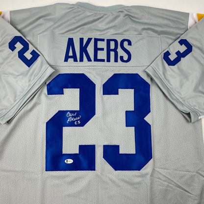 Autographed/Signed Cam Akers Los Angeles LA Grey Football Jersey Beckett BAS COA