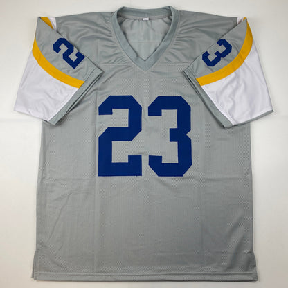 Autographed/Signed Cam Akers Los Angeles LA Grey Football Jersey Beckett BAS COA