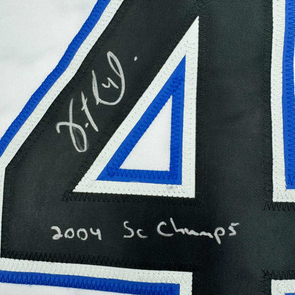 Autographed/Signed Vincent Lecavalier 2004 SC Champs Tampa Bay White Hockey Jersey JSA COA