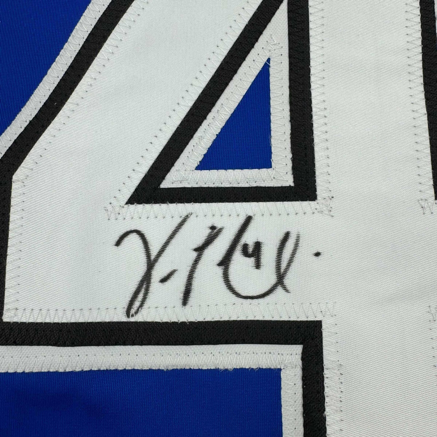 Framed Autographed/Signed Vincent Lecavalier 35x39 Tampa Bay Blue Hockey Jersey JSA COA