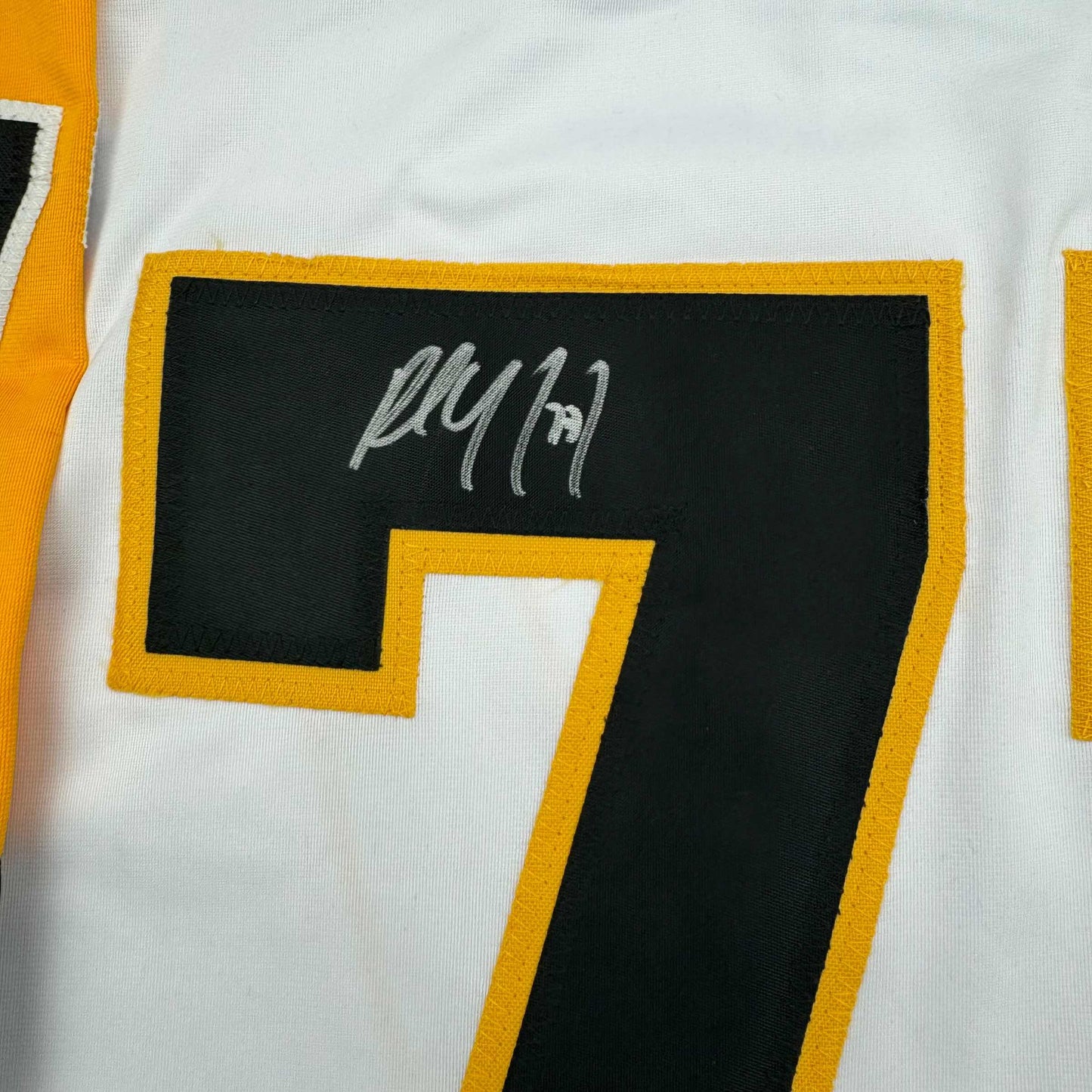Framed Autographed/Signed Paul Coffey 35x39 Pittsburgh White Hockey Jersey JSA COA