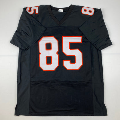 Autographed/Signed Chad Johnson Ochocinco Cincinnati Black Retro Football Jersey JSA COA