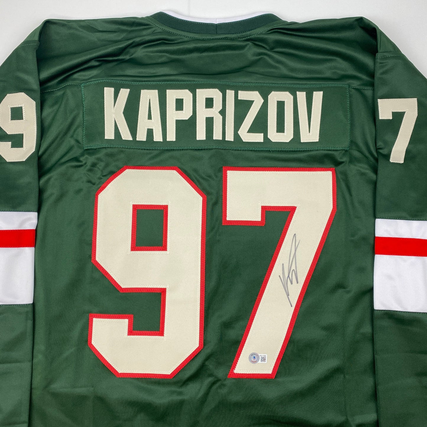 Autographed/Signed Kirill Kaprizov Minnesota Green Hockey Jersey Beckett BAS COA