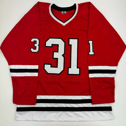 Autographed/Signed Dominik Hasek Chicago Red Hockey Jersey JSA COA
