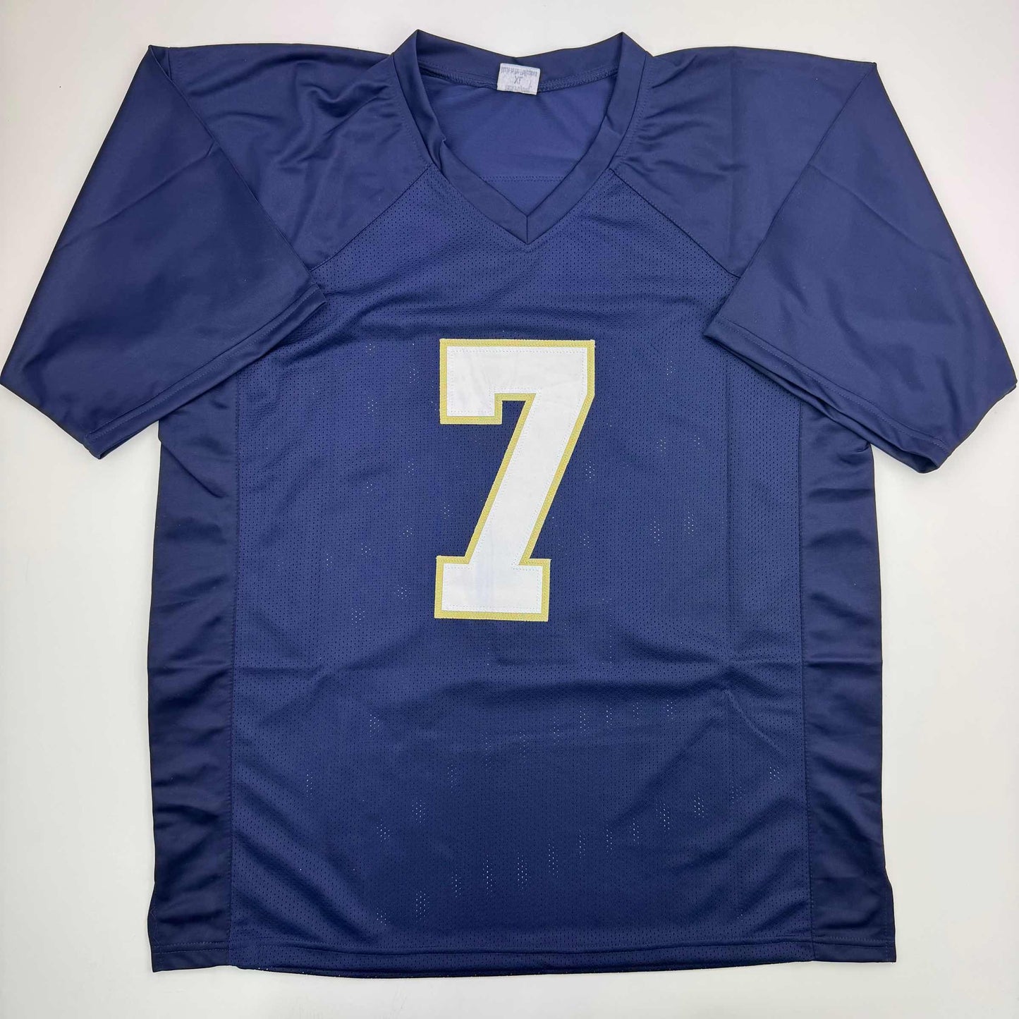 Autographed/Signed Joe Theismann CHOF 2003 Notre Dame Blue College Football Jersey JSA COA
