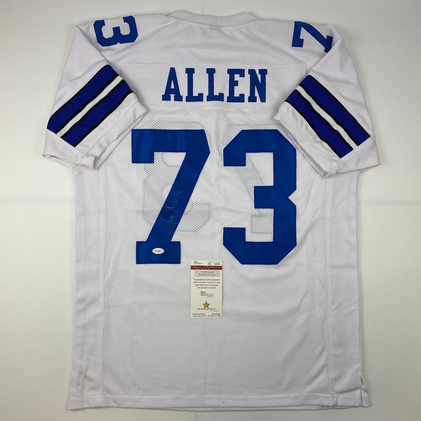 Autographed/Signed Larry Allen Dallas White Football Jersey JSA COA