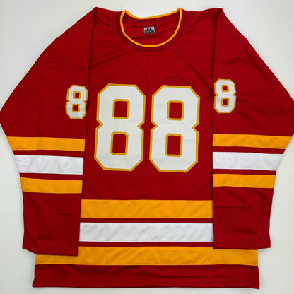 Autographed/Signed Andrew Mangiapane Calgary Red Hockey Jersey JSA COA