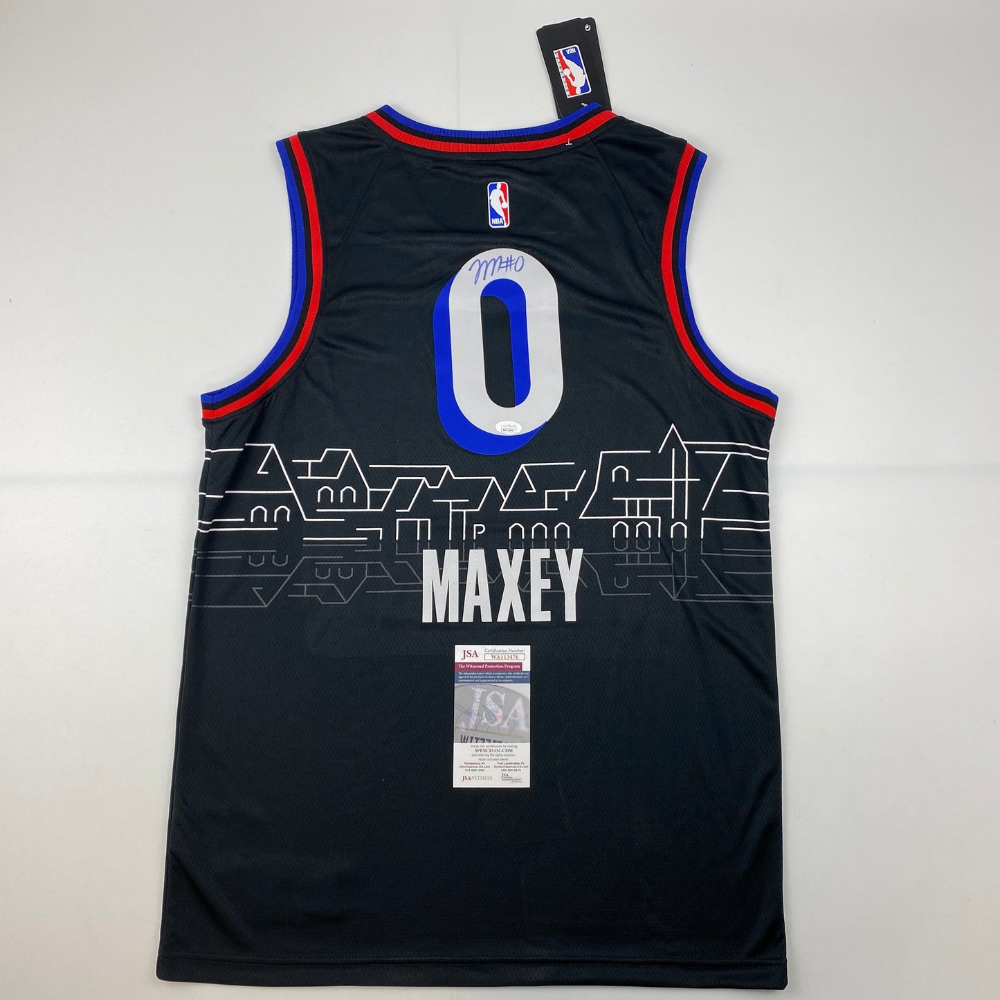 Autographed/Signed Tyrese Maxey Philadelphia 76ers Sixers Black City Edition Basketball Jersey JSA COA