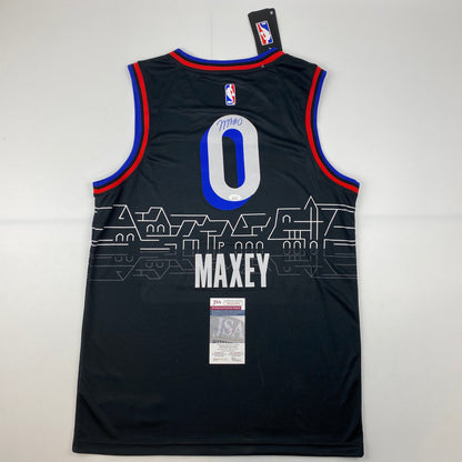 Autographed/Signed Tyrese Maxey Philadelphia 76ers Sixers Black City Edition Basketball Jersey JSA COA
