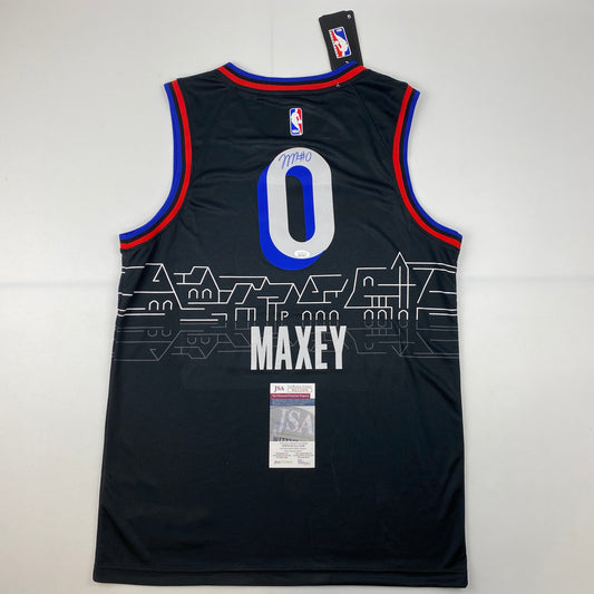 Autographed/Signed Tyrese Maxey Philadelphia 76ers Sixers Black City Edition Basketball Jersey JSA COA