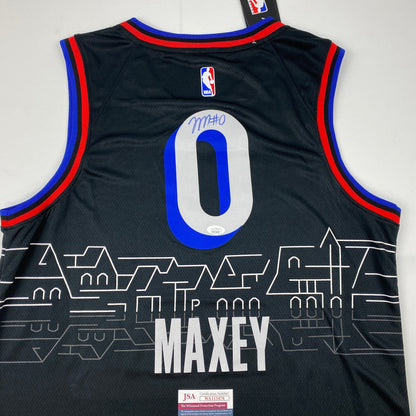 Autographed/Signed Tyrese Maxey Philadelphia 76ers Sixers Black City Edition Basketball Jersey JSA COA