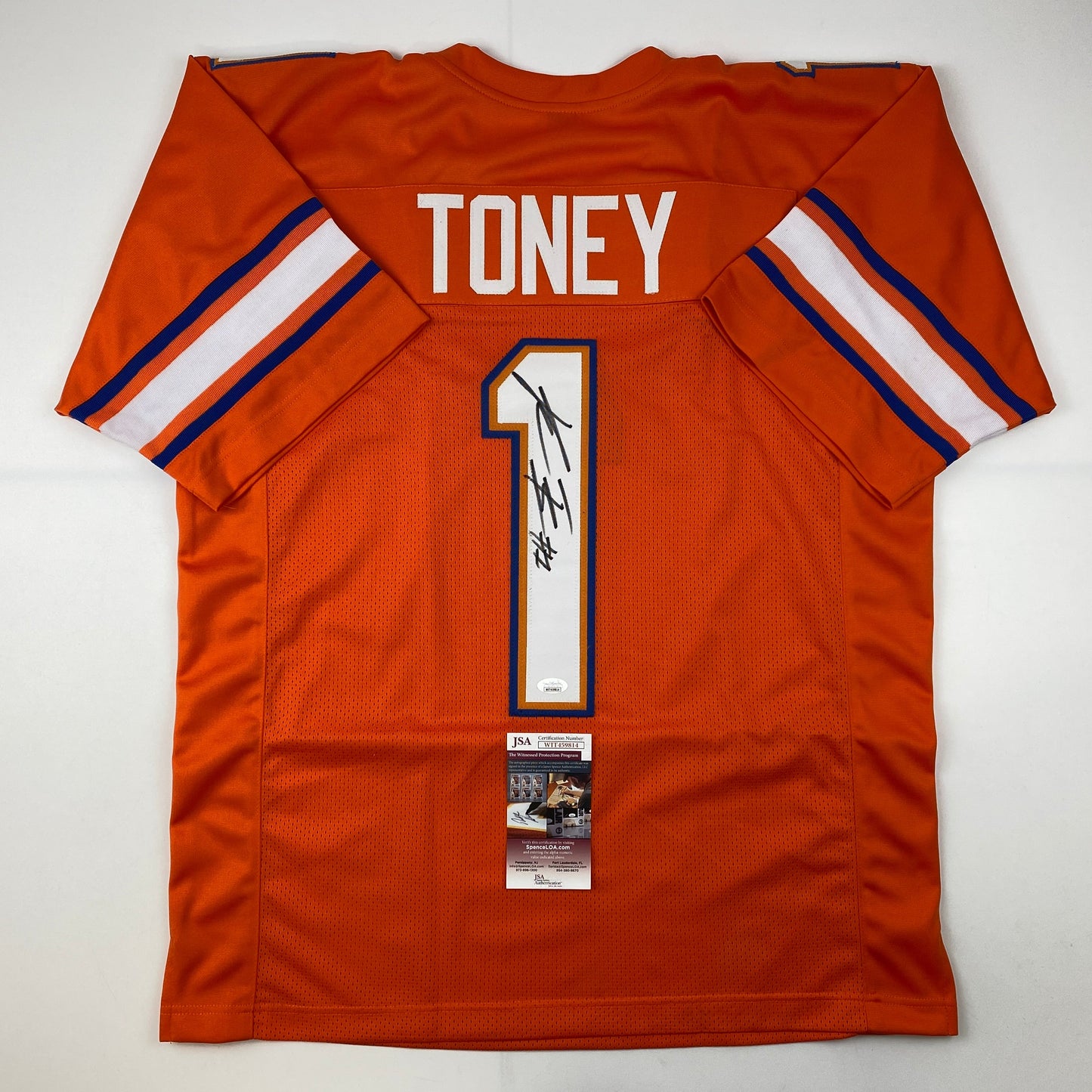 Autographed/Signed Kadarius Toney Florida Orange College Football Jersey JSA COA