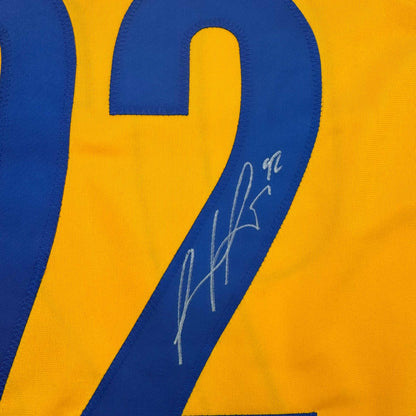 Framed Autographed/Signed Gabriel Landeskog 35x39 Yellow Team Sweden Hockey Jersey JSA COA