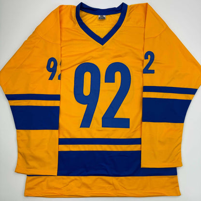 Autographed/Signed Gabriel Landeskog Yellow Team Sweden Hockey Jersey JSA COA