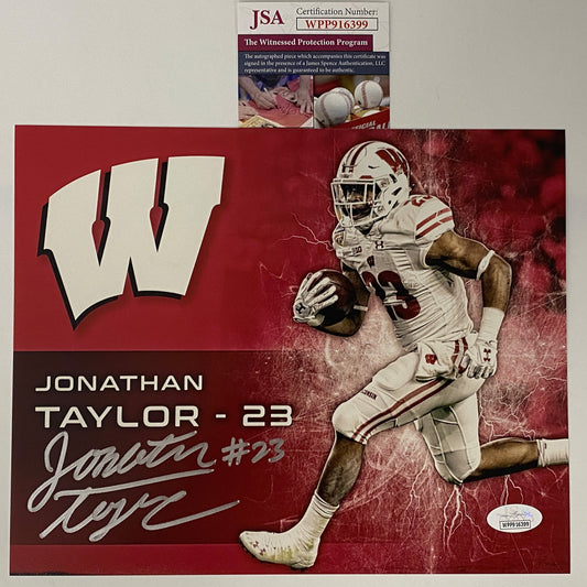 Autographed/Signed Jonathan Taylor Wisconsin Badgers 8x10 College Football Photo JSA COA #12