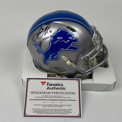 Autographed/Signed Jared Goff Detroit Lions Mini Football Helmet Fanatics COA