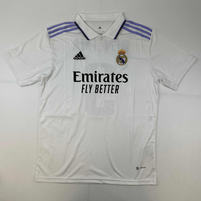 Autographed/Signed Karim Benzema Real Madrid Player Art White Soccer Jersey Beckett BAS COA