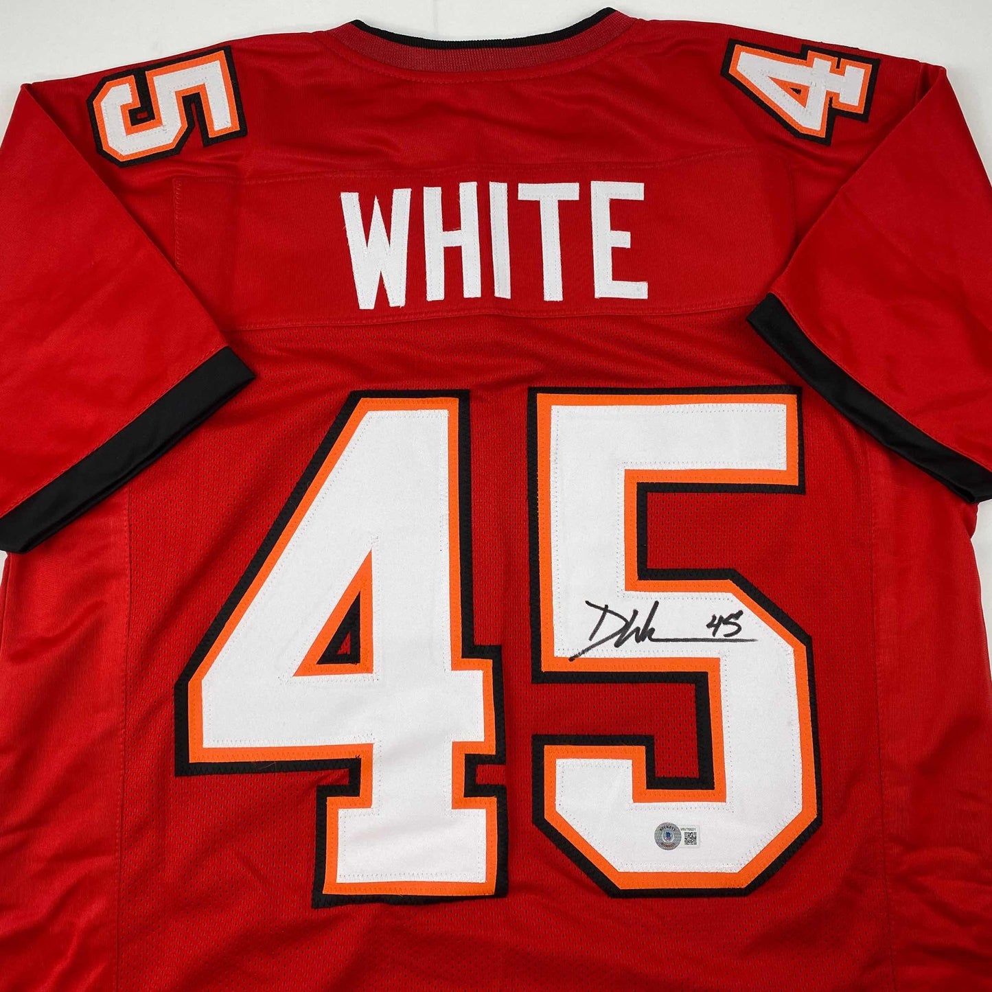 Autographed/Signed Devin White Tampa Bay Red Football Jersey Beckett BAS COA