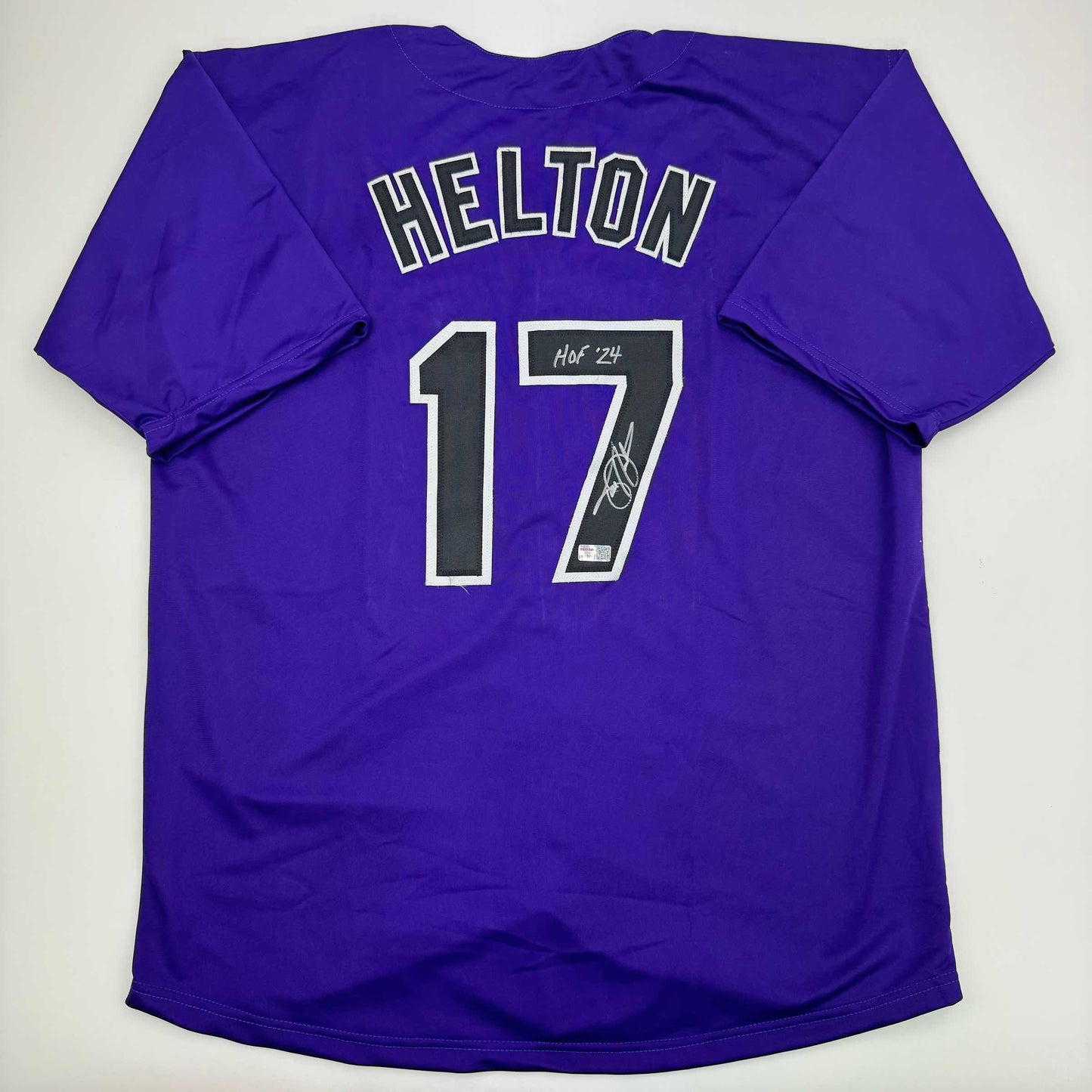 Autographed/Signed Todd Helton HOF 24 Colorado Purple Baseball Jersey Tristar COA