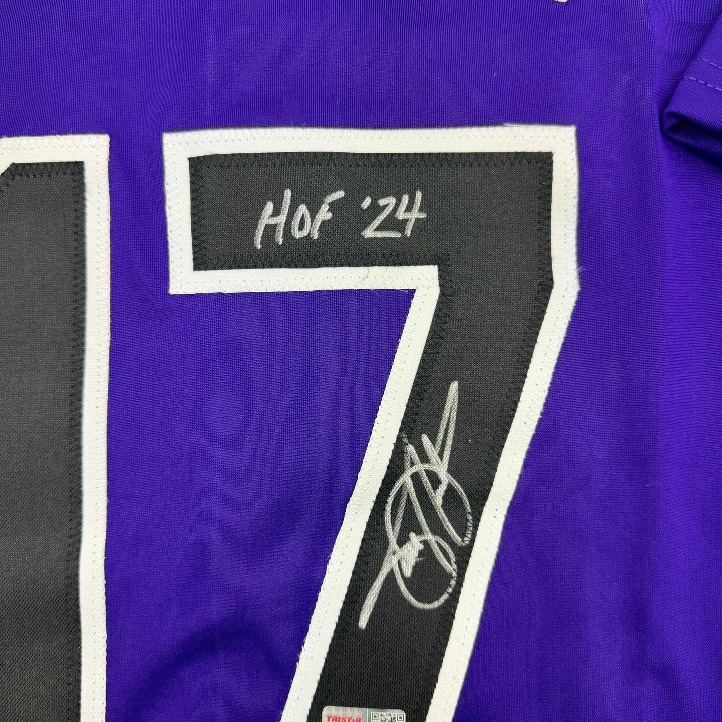 Framed Autographed/Signed Todd Helton HOF 24 35x39 Colorado Purple Baseball Jersey Tristar COA