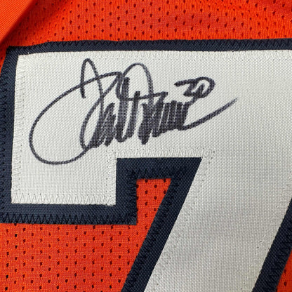 Autographed/Signed Terrell Davis Denver Orange Football Jersey Beckett BAS COA