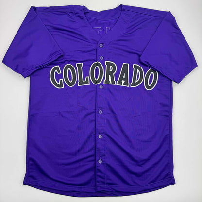Autographed/Signed Todd Helton HOF 24 Colorado Purple Baseball Jersey Tristar COA