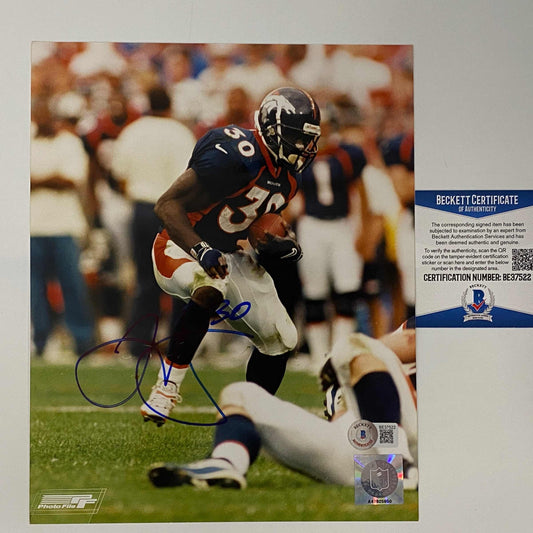 Autographed/Signed Terrell Davis Denver Broncos 8x10 Football Photo Beckett BAS COA #2