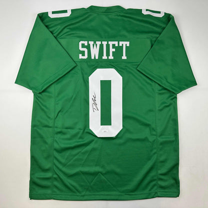 Autographed/Signed D'Andre Swift Philadelphia Kelly Green Football Jersey JSA COA