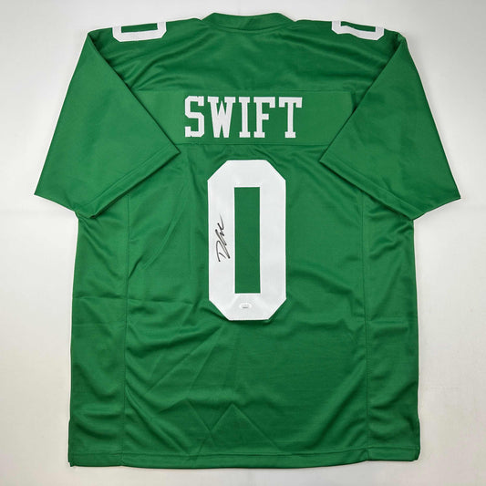 Autographed/Signed D'Andre Swift Philadelphia Kelly Green Football Jersey JSA COA