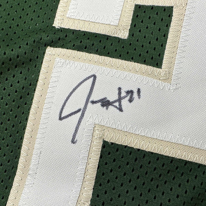 Autographed/Signed Jrue Holiday Milwaukee Green Basketball Jersey Beckett BAS COA