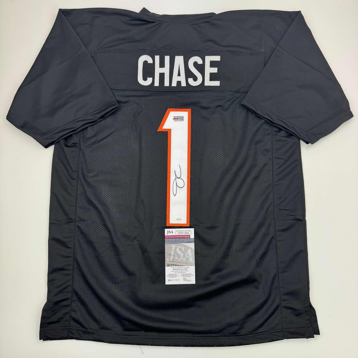 Autographed/Signed Ja'Marr Chase Cincinnati Black Football Jersey JSA COA