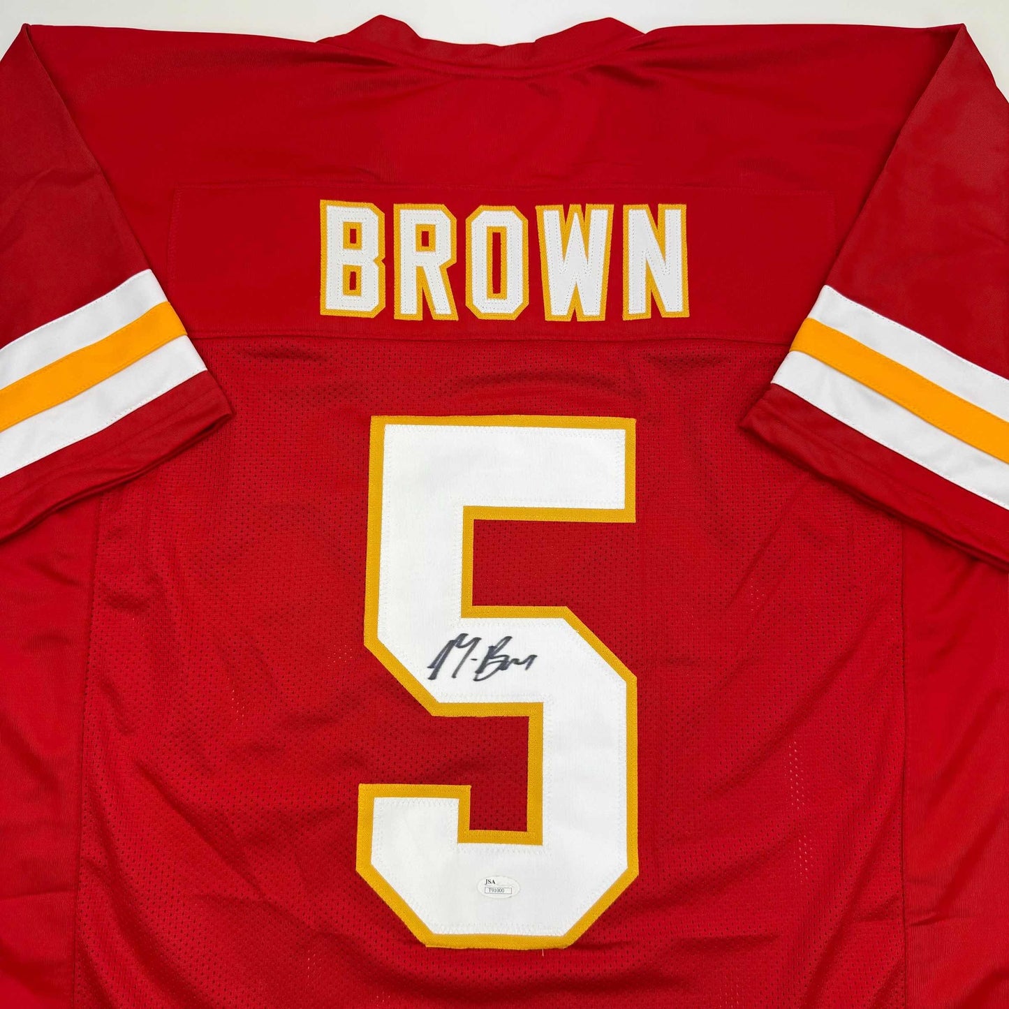 Autographed/Signed Marquise Hollywood Brown Kansas City Red Football Jersey JSA COA